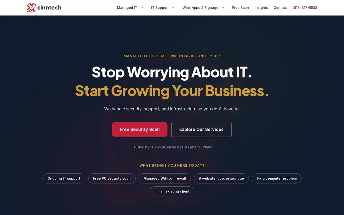 Home page of the CinnTech website