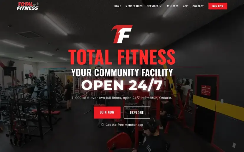 Home page of the Embrun Total Fitness website